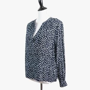 Pure Collection US 6 Printed Drapey Blouse Navy Animal Spot Viscose